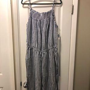 Seersucker Spaghetti Strap Jumpsuit